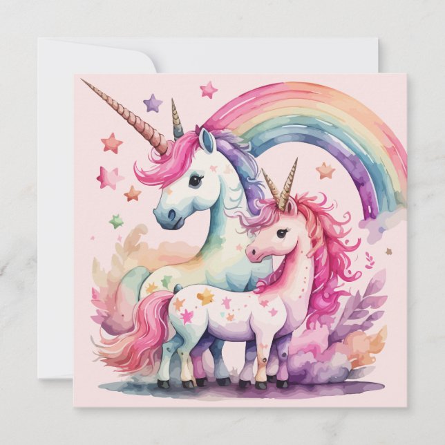 tarjeta de acuarela unicornio (Anverso)