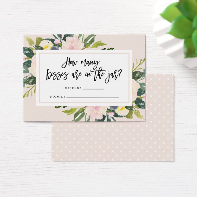Tarjeta de adivinación de besos manuscritos floral (Escritorio)