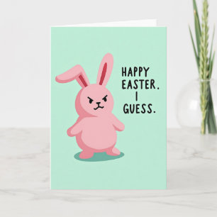 Tarjeta de adivinanza del conejo de Pascua gruñón