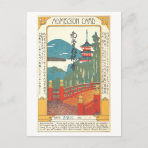 Tarjeta de admisión vintage a Nikko, Japón, postal