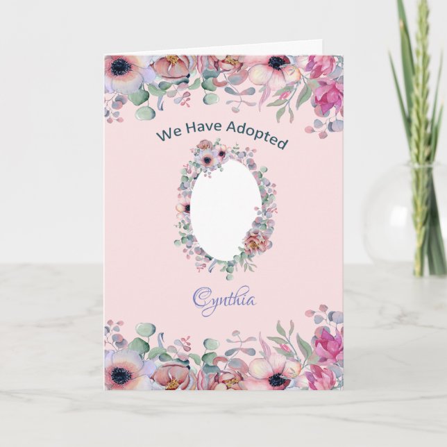 Tarjeta de adopción Agregue su foto nueva hija (Anverso)