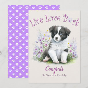 Tarjeta de adopción floral para mamá de perro coll