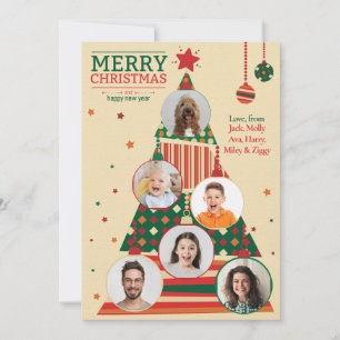 Tarjeta de adorno de árbol de Navidad con foto