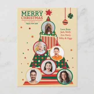 Tarjeta de adorno de árbol de Navidad con foto