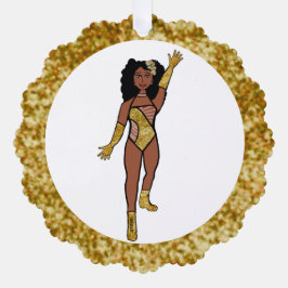 Tarjeta de adorno de bailarín de oro y diamantes A