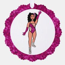 Tarjeta de adorno de bailarina de fucsia y diamant