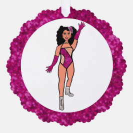 Tarjeta de adorno de bailarina de fucsia y diamant