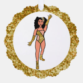 Tarjeta de adorno de bailarina de oro y diamantes 