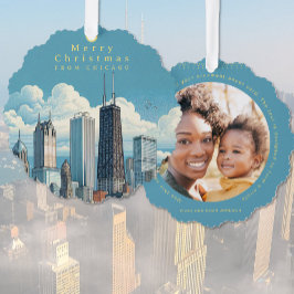 Tarjeta de Adorno de Feliz Navidad Chicago Agregar