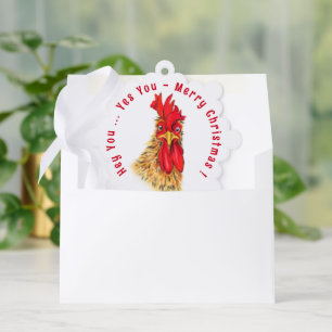 Tarjeta de adorno de Navidad de gallo divertido