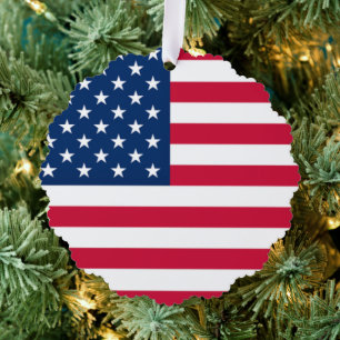 Tarjeta de adorno de Navidad de la bandera america