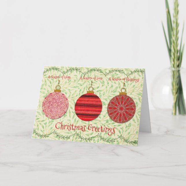 Tarjeta de adornos de vacaciones de Navidades con  (Anverso)