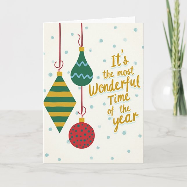 Tarjeta de Adornos Navideños Maravillosos (Anverso)