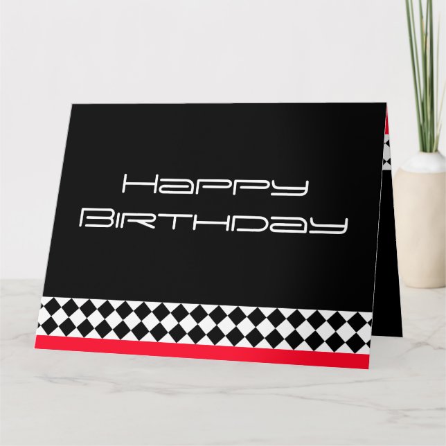 Tarjeta de Adulto Feliz Cumpleaños de Blanco Negro (Anverso)