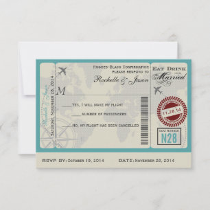 Tarjeta de aerolínea RSVP de boda
