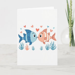 Tarjeta de afecto de besos de peces