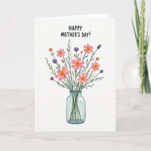 Tarjeta de afecto de flor silvestre rayada