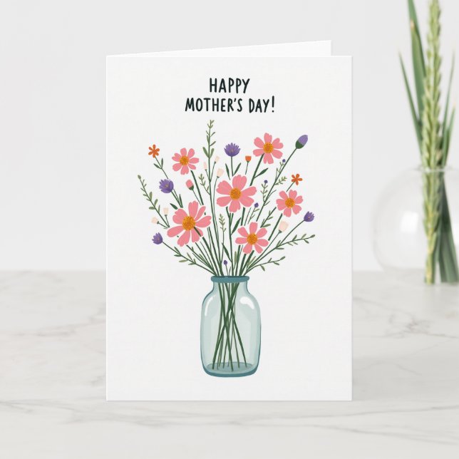 Tarjeta de afecto de flor silvestre rayada (Anverso)