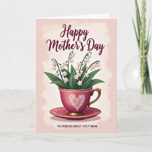 Tarjeta de afecto de taza de té floral