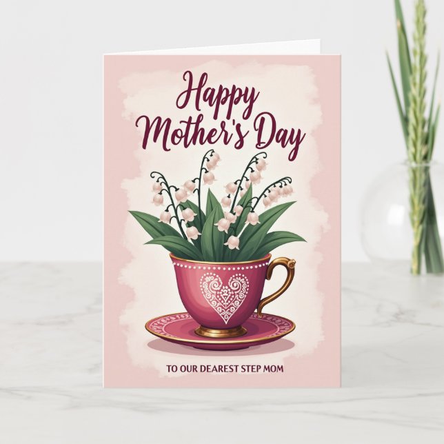 Tarjeta de afecto de taza de té floral (Anverso)
