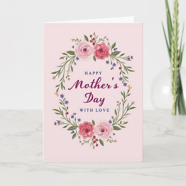 Tarjeta de afecto del día de la madre rosa (Anverso)