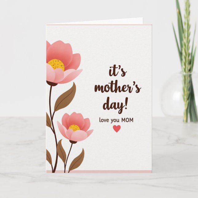 Tarjeta de afecto floral rosa (Anverso)