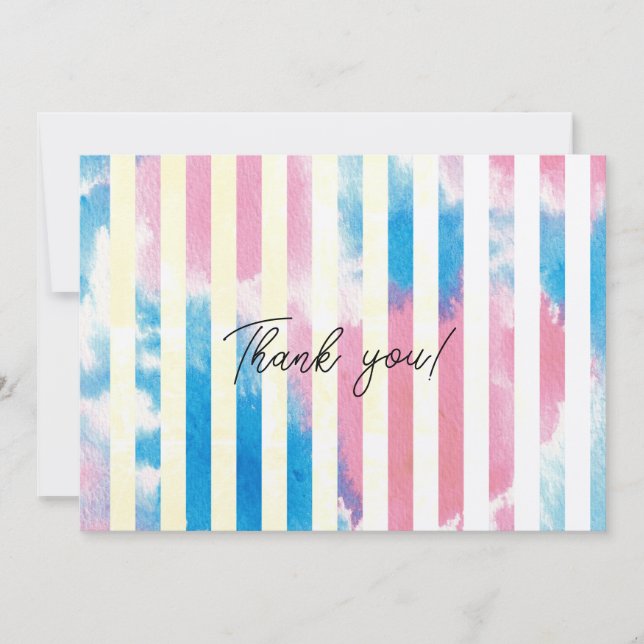 TARJETA DE AGRADECIMIENTO 水彩とストライプ フラット (Anverso)