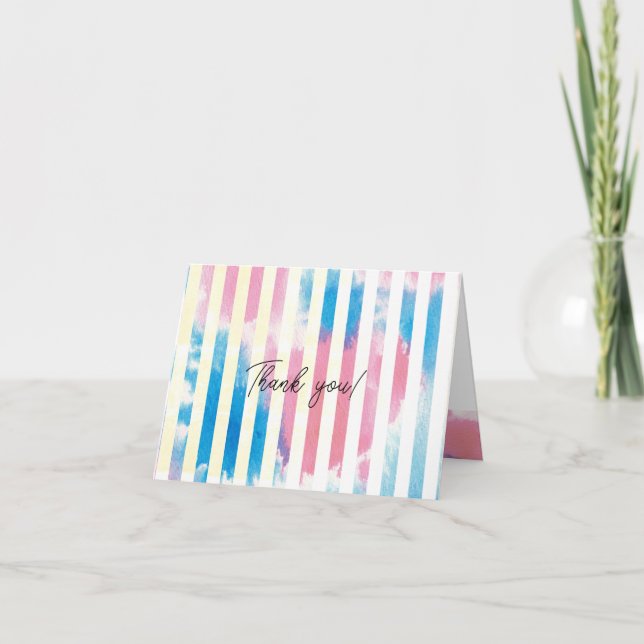 TARJETA DE AGRADECIMIENTO 水彩とストライプ  二つ折り (Anverso)