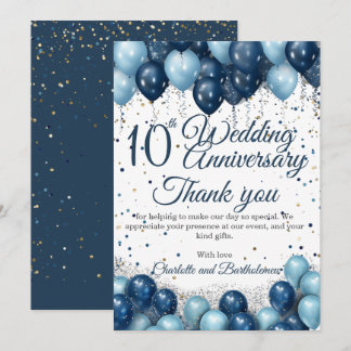 Tarjeta De Agradecimiento 10.º Aniversario Boda