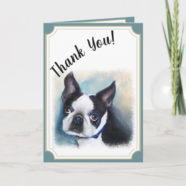 Tarjeta De Agradecimiento 12 Boston Terrier gracias (Anverso)
