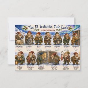 Tarjeta De Agradecimiento 13 duendes islandeses de Yule Navidad reykjavik