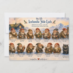 Tarjeta De Agradecimiento 13 islandeses Yule Lads Navidad en Islandia