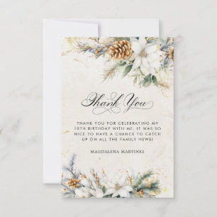 Tarjeta De Agradecimiento 18.ª Vegetación Floral Blanca de Invierno
