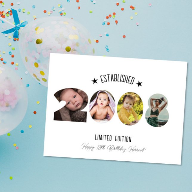 Tarjeta De Agradecimiento 18th birthday Photo Collage established 2008 (Subido por el creador)