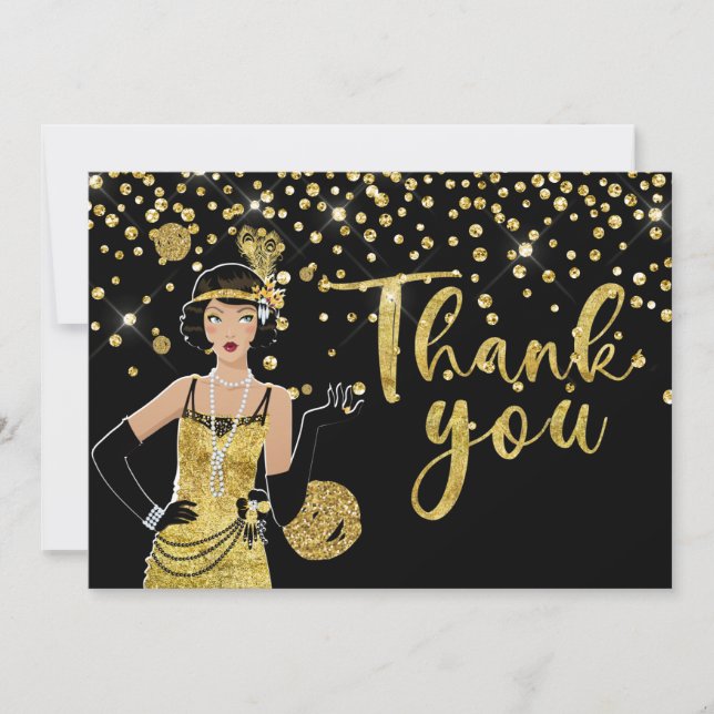 Tarjeta De Agradecimiento 1920 flapper girl  Thank You Card (Anverso)