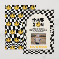 1.ª sonrisa de cumpleaños cara retro negro groovy