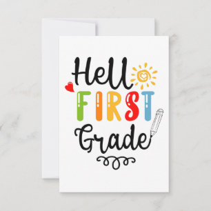 Tarjeta De Agradecimiento 1/2- Hola Camisa de primer grado, estudiante de pr