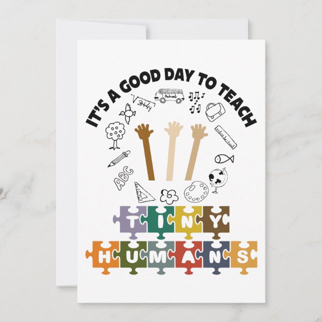 Tarjeta De Agradecimiento 1/4, es un buen día para enseñar a pequeños humano (Anverso)