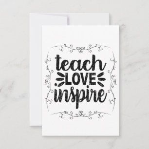 Tarjeta De Agradecimiento 1- Camiseta Teach Love Inspire, Profesor Retro Vin
