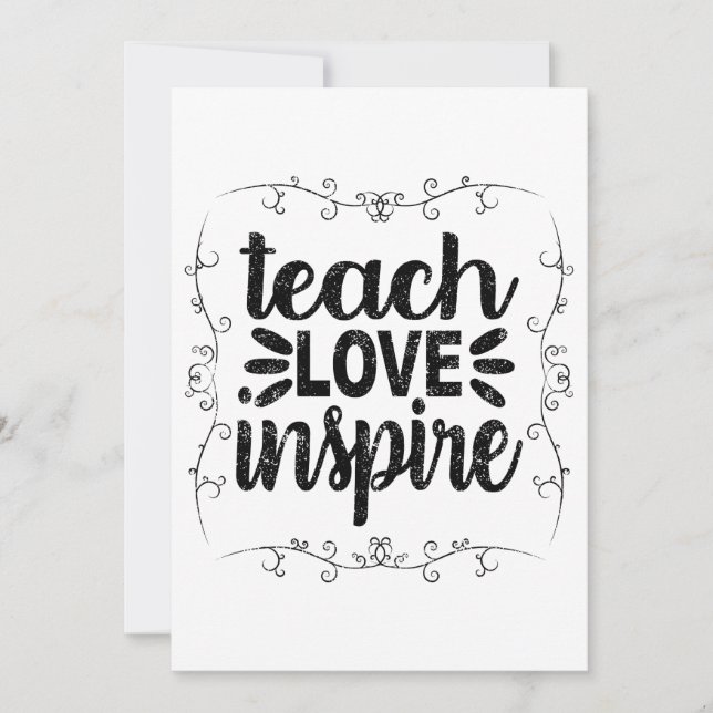 Tarjeta De Agradecimiento 1- Enseñar amor inspira camiseta, profesor retro v (Anverso)