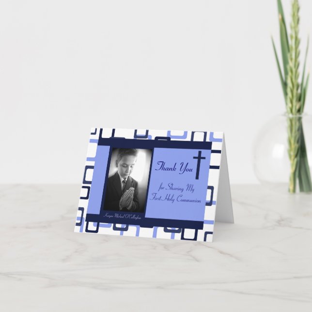Tarjeta De Agradecimiento 1r La comunión le agradece - muchacho (Anverso)