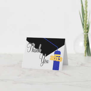Tarjeta De Agradecimiento 2013 Graduación Cap Y Tassel Gracias (Azul)
