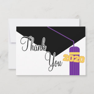 Tarjeta De Agradecimiento 2020 Graduación Cap Y Tassel Gracias (Púrpura)