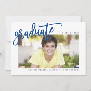Tarjeta De Agradecimiento 2020 GRADUATE moderno con membrete azul real