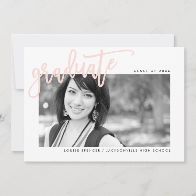 Tarjeta De Agradecimiento 2020 GRADUATE moderno con membrete opaco rosa (Anverso)