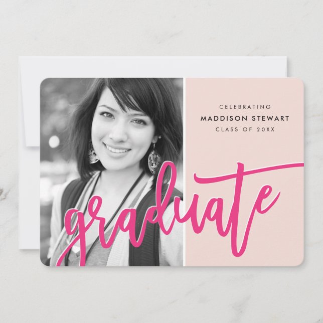 Tarjeta De Agradecimiento 2022 GRAD FIESTA moderno con membrete rosa (Anverso)
