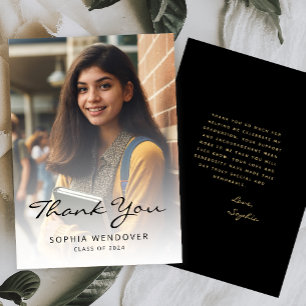 Tarjeta De Agradecimiento 2024 Photo Classic Black Gold