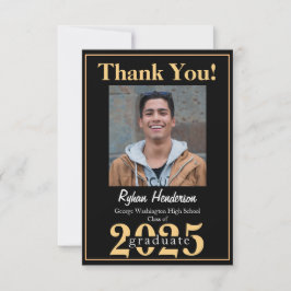 Tarjeta De Agradecimiento 2025 Grad Bold Gold Black Photo you