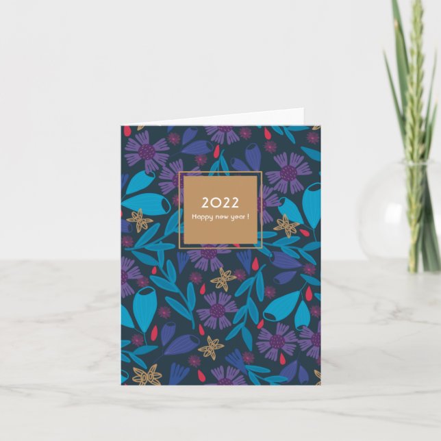 Tarjeta De Agradecimiento 2025 personalizado feliz año nuevo elegante floral (Anverso)