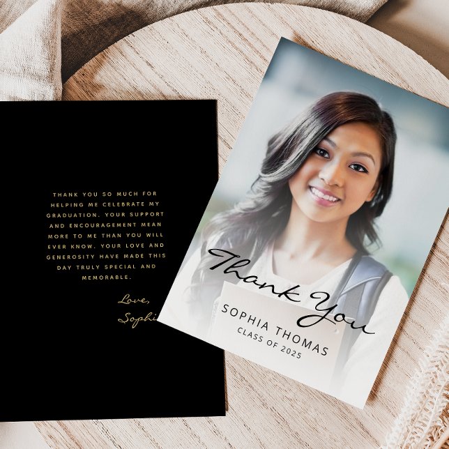 Tarjeta De Agradecimiento 2025 Photo Classic Black Gold (Subido por el creador)